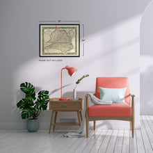 Load image into Gallery viewer, Digitally Restored and Enhanced 1860 County Map of Virginia and North Carolina - Virginia County Map Poster - Old Wall Map of North Carolina County