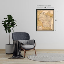 Load image into Gallery viewer, Digitally Restored and Enhanced 1900 Wisconsin Map Poster - Vintage Wisconsin Map Wall Art - Old Wisconsin State Map - Historic Wisconsin Wall Map Poster - Railroad Map of Wisconsin