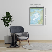 Cargar imagen en el visor de la galería, Digitally Restored and Enhanced 2021 Arctic Region Map Poster - Arctic Poster Print - North Pole Poster - Polar Region Map - Arctic Ocean Map