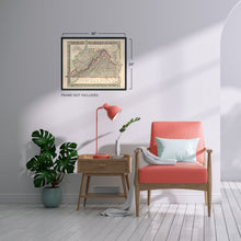 Load image into Gallery viewer, Digitally Restored and Enhanced 1863 Virginia and West Virginia Map - Vintage Map of Virginia Poster and West Virginia Wall Map - Old County Map of Virginia and West Virginia