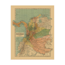 Load image into Gallery viewer, Digitally Restored and Enhanced 1911 Map of Colombia South America - Mapa de Colombia Poster - Old Republic of Colombia Wall Art - History Map Colombia