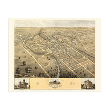 Load image into Gallery viewer, Digitally Restored and Enhanced 1868 Elyria Ohio Map Poster - Vintage Map of Elyria Wall Art - Old Bird's Eye View of Elyria Lorain County Ohio Wall Map
