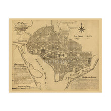 Cargar imagen en el visor de la galería, Digitally Restored and Enhanced 1792 Washington DC Map Print - Vintage Plan of the City of Washington Territory of Columbia - Old Washington DC Wall Art