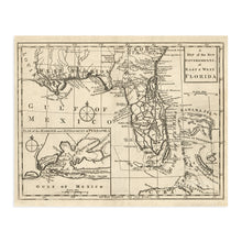 Load image into Gallery viewer, Digitally Restored and Enhanced 1763 East & West Florida Map - Vintage Map Wall Art - A Map of the New Governments Vintage Florida Map - Florida Map Wall Art - Vintage Florida Poster