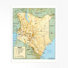 Load image into Gallery viewer, Digitally Restored and Enhanced 1988 Kenya Map Poster - Kenya Wall Map - Map of Kenya Africa