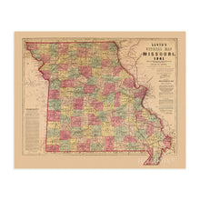 Load image into Gallery viewer, Digitally Restored and Enhanced 1861 State of Missouri Map - Vintage Map of Missouri Wall Art - Map of Missouri Poster - Civil War Map - Missouri Wall Decor - Missouri Vintage Map