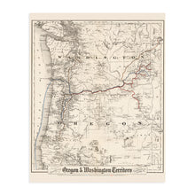 Load image into Gallery viewer, Digitally Restored and Enhanced 1880 Map of Oregon and Washington Territory - Vintage Pacific Northwest Map - Pacific Northwest Wall Art - Pacific Northwest Map Poster - Northwest US Map