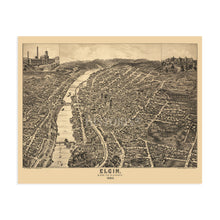 Load image into Gallery viewer, Digitally Restored and Enhanced 1880 Elgin Illinois Map Poster - Vintage Map of Elgin Illinois Wall Art - Old Elgin City Kane County Map of Illinois