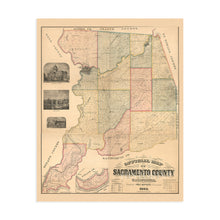 Load image into Gallery viewer, Digitally Restored and Enhanced 1885 Sacramento County California Map - Vintage Sacramento Map Wall Art - Old Sacramento CA Map - Historic Sacramento Poster Print - Restored Official Map of Sacramento CA