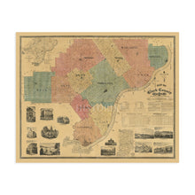 Load image into Gallery viewer, 1875 Clark County Indiana Map - Vintage Clark County Map of Indiana - Historic Jeffersonville Indiana Map - Old Clark County Indiana Wall Art - Louisville Metropolitan Area