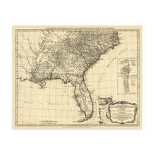 Load image into Gallery viewer, Digitally Restored and Enhanced 1776 Vintage Map of Southern British Colonies in America - Vintage USA Map of South Atlantic showing Carolinas Georgia Florida