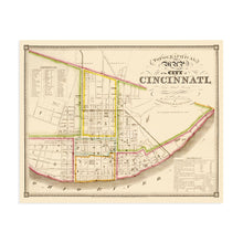 Load image into Gallery viewer, Digitally Restored and Enhanced 1841 Cincinnati Ohio Map - Vintage Map of Cincinnati Ohio - Old Cincinnati Wall Art - Historic Cincinnati Ohio Map Poster - Restored Topographical Map of Cincinnati Ohio