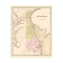 Load image into Gallery viewer, Digitally Restored and Enhanced 1838 Delaware State Map - Vintage Map of Delaware State Wall Art - Old Map Delaware Poster Showing Minor Civil Division Boundaries Townships - Delaware Bay Map