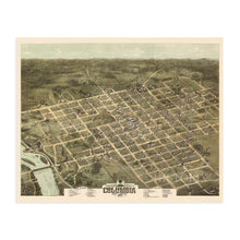 Load image into Gallery viewer, Digitally Restored and Enhanced 1872 Columbia South Carolina Map Poster - Vintage Map of Columbia SC Wall Art - Old Columbia SC Map - Historic Bird's Eye View Map of Columbia SC Poster