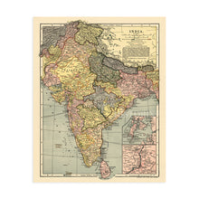 Cargar imagen en el visor de la galería, Digitally Restored and Enhanced 1903 India Map Poster - Vintage Map of India Wall Art - History Map of India Poster - Old Map of the Country of India