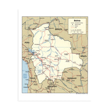 Load image into Gallery viewer, Digitally Restored and Enhanced 2006 Bolivia Map Poster - Map of Bolivia in South America Poster - Map of Bolivia Showing Sucre Santa Cruz and La Paz Bolivia Map Print