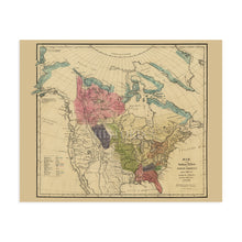 Load image into Gallery viewer, Digitally Restored and Enhanced 1836 Native American History Map - Vintage North America Map of Indian Tribes - North American Indian Tribes Map