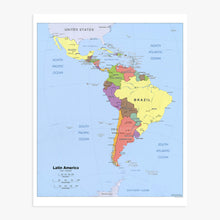 Load image into Gallery viewer, Digitally Restored and Enhanced Latin America Map Poster - Central and South America Map - Latin American Poster - South America Map Poster - South America Wall Map