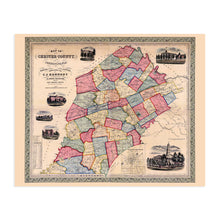 Load image into Gallery viewer, Digitally Restored and Enhanced 1856 Chester County Pennsylvania Map - Chester County PA Map Wall Art - Also Includes Inset of Borough of West Chester PA Showing Property Tracts and Owner Names