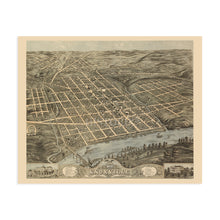 Load image into Gallery viewer, Digitally Restored and Enhanced 1871 Knoxville Tennessee Map - Map of Knoxville Wall Art Poster - Knoxville City Knox County Tennessee Wall Map History