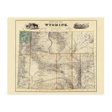 Load image into Gallery viewer, Digitally Restored and Enhanced 1883 Map of Wyoming - Vintage Wyoming Map Poster - Old Wyoming Poster - Historic Wyoming Wall Art - Restored Wyoming State Wall Map Compiled from Official Records