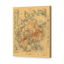 Load image into Gallery viewer, Digitally Restored and Enhanced 1922 Acadia National Park Maine Map Canvas Art - Canvas Wrap Vintage Map of Maine Wall Art - Historic Map of Acadia National Park - Restored Maine Poster