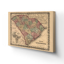 Load image into Gallery viewer, Digitally Restored and Enhanced 1865 South Carolina Map - Canvas Wrap Vintage South Carolina State Map - Old South Carolina Map - Historic Map of SC - Colton's South Carolina Map Wall Art Poster