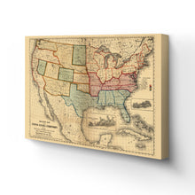 Cargar imagen en el visor de la galería, Digitally Restored and Enhanced 1861 United States Map Canvas Art - Canvas Wrap Vintage USA Map Poster - Old Map of United States Wall Art - Restored Military Map of United States & Territories