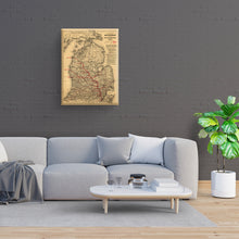 Load image into Gallery viewer, Digitally Restored and Enhanced 1886 Michigan Map Poster Canvas Art - Canvas Wrap Vintage Map of Michigan Wall Art - Old State of Michigan Map Print - Vintage Michigan Map Showing Toledo & Ann Arbor