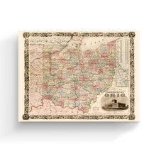 Cargar imagen en el visor de la galería, Digitally Restored and Enhanced 1851 Ohio Map Canvas Art - Canvas Wrap Vintage Ohio State Wall Art - Historic Ohio Map Poster - Old Map of Ohio Poster - Township Map of the State of Ohio Wall Map
