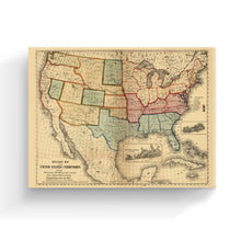 Cargar imagen en el visor de la galería, Digitally Restored and Enhanced 1861 United States Map Canvas Art - Canvas Wrap Vintage USA Map Poster - Old Map of United States Wall Art - Restored Military Map of United States & Territories