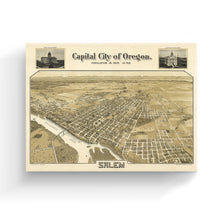 Load image into Gallery viewer, Digitally Restored and Enhanced 1905 Salem Oregon Map Canvas Art - Canvas Wrap Vintage Salem State of Oregon Map - History Map of Oregon Poster - Bird's Eye View of Salem Oregon Wall Art