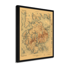 Load image into Gallery viewer, Digitally Restored and Enhanced 1922 Acadia National Park Map - Framed Vintage Map of Maine Poster - Old Map of Acadia National Park Map - Historic Maine Wall Art - Restored Maine Map