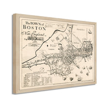 Cargar imagen en el visor de la galería, Digitally Restored and Enhanced 1722 Boston Massachusetts Map -Framed Vintage Boston Poster - History Map of Boston Framed Wall Art - Old Map of The Town of Boston in New England