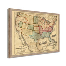 Cargar imagen en el visor de la galería, Digitally Restored and Enhanced 1861 Military Map of The United States - Framed Vintage United States Map - Restored USA Map Poster - Old Military Map of United States & Territories