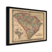 Cargar imagen en el visor de la galería, Digitally Restored and Enhanced 1865 South Carolina Map - Framed Vintage South Carolina Map - Old South Carolina State Map - Restored Map of SC - Colton's South Carolina Map Wall Art Poster
