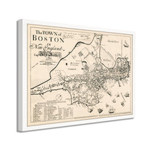 Cargar imagen en el visor de la galería, Digitally Restored and Enhanced 1722 Boston Massachusetts Map -Framed Vintage Boston Poster - History Map of Boston Framed Wall Art - Old Map of The Town of Boston in New England