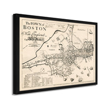 Cargar imagen en el visor de la galería, Digitally Restored and Enhanced 1722 Boston Massachusetts Map -Framed Vintage Boston Poster - History Map of Boston Framed Wall Art - Old Map of The Town of Boston in New England