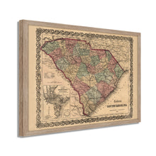 Cargar imagen en el visor de la galería, Digitally Restored and Enhanced 1865 South Carolina Map - Framed Vintage South Carolina Map - Old South Carolina State Map - Restored Map of SC - Colton's South Carolina Map Wall Art Poster