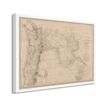 Cargar imagen en el visor de la galería, Mapa del estado de Oregón y Washington de 1859 - Mapa de Oregón vintage enmarcado - Mapa restaurado del arte de la pared del estado de Oregón y el territorio de Washington Póster