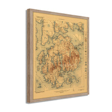 Load image into Gallery viewer, Digitally Restored and Enhanced 1922 Acadia National Park Map - Framed Vintage Map of Maine Poster - Old Map of Acadia National Park Map - Historic Maine Wall Art - Restored Maine Map