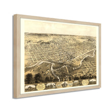 Cargar imagen en el visor de la galería, Digitally Restored and Enhanced 1868 Fort Wayne Indiana Map - Framed Vintage Fort Wayne Indiana Map - Old Fort Wayne Print - Bird's Eye View of Fort Wayne Indiana Wall Art Poster