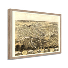 Cargar imagen en el visor de la galería, Digitally Restored and Enhanced 1868 Fort Wayne Indiana Map - Framed Vintage Fort Wayne Indiana Map - Old Fort Wayne Print - Bird's Eye View of Fort Wayne Indiana Wall Art Poster