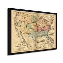 Cargar imagen en el visor de la galería, Digitally Restored and Enhanced 1861 Military Map of The United States - Framed Vintage United States Map - Restored USA Map Poster - Old Military Map of United States & Territories