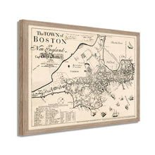 Cargar imagen en el visor de la galería, Digitally Restored and Enhanced 1722 Boston Massachusetts Map -Framed Vintage Boston Poster - History Map of Boston Framed Wall Art - Old Map of The Town of Boston in New England