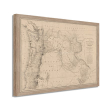 Cargar imagen en el visor de la galería, Mapa del estado de Oregón y Washington de 1859 - Mapa de Oregón vintage enmarcado - Mapa restaurado del arte de la pared del estado de Oregón y el territorio de Washington Póster