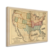 Cargar imagen en el visor de la galería, Digitally Restored and Enhanced 1861 Military Map of The United States - Framed Vintage United States Map - Restored USA Map Poster - Old Military Map of United States & Territories