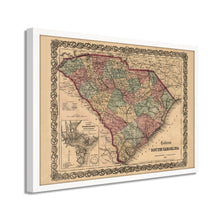 Cargar imagen en el visor de la galería, Digitally Restored and Enhanced 1865 South Carolina Map - Framed Vintage South Carolina Map - Old South Carolina State Map - Restored Map of SC - Colton's South Carolina Map Wall Art Poster