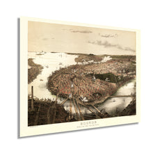 Load image into Gallery viewer, Digitally Restored and Enhanced 1877 Boston Map Wall Art View from the North - Vintage Map of City of Boston Wall Art - Vintage Boston Poster - Boston Map Poster - Map of Boston Massachusetts