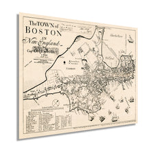 Load image into Gallery viewer, Digitally Restored and Enhanced 1722 Map of Boston Massachusetts - Vintage Map Wall Art of the Town of Boston in New England - Boston Map Poster - Boston Map Wall Art - Vintage Boston Poster